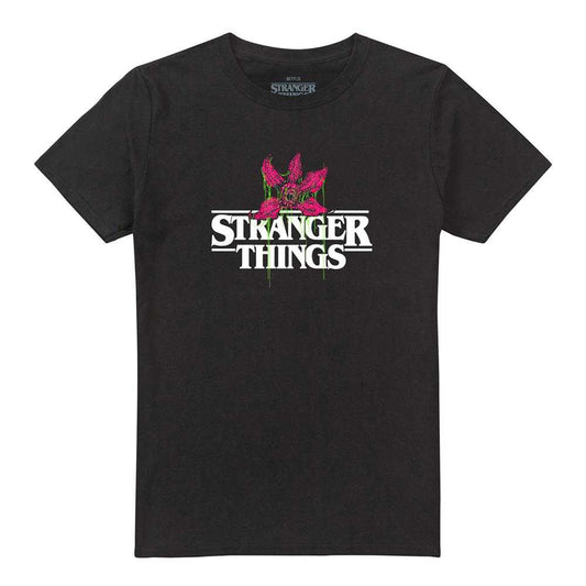 Black - Front - Stranger Things Unisex Adult Demogorgon Checkered Back Print T-Shirt