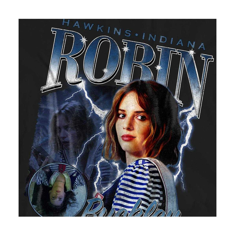 Black - Side - Stranger Things Womens-Ladies Robin Buckley Homage T-Shirt