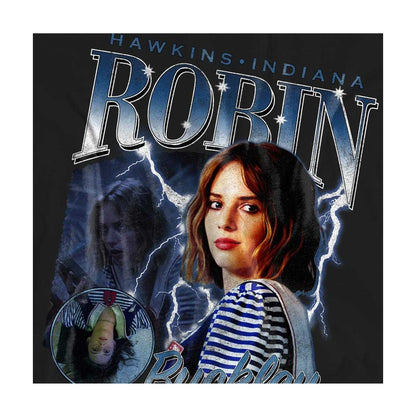 Black - Side - Stranger Things Womens-Ladies Robin Buckley Homage T-Shirt