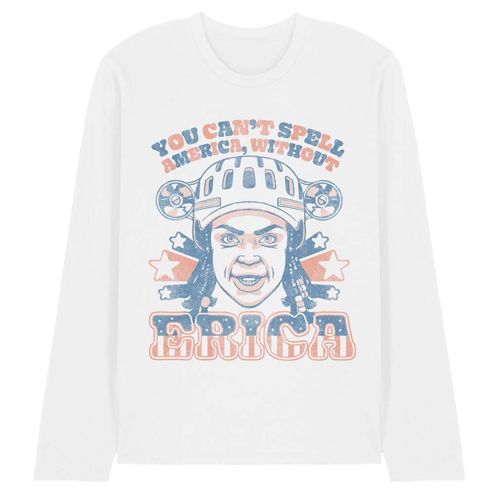 White - Front - Stranger Things Unisex Adult Erica America Long-Sleeved T-Shirt