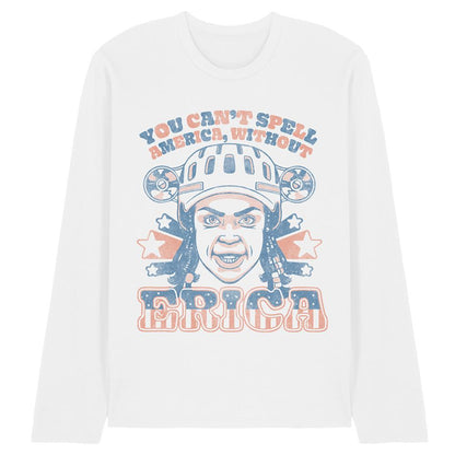 White - Front - Stranger Things Unisex Adult Erica America Long-Sleeved T-Shirt