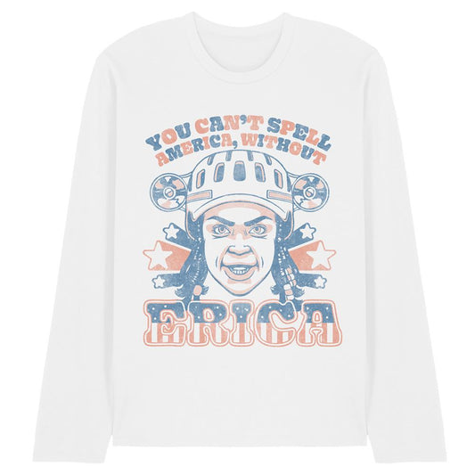 White - Front - Stranger Things Unisex Adult Erica America Long-Sleeved T-Shirt
