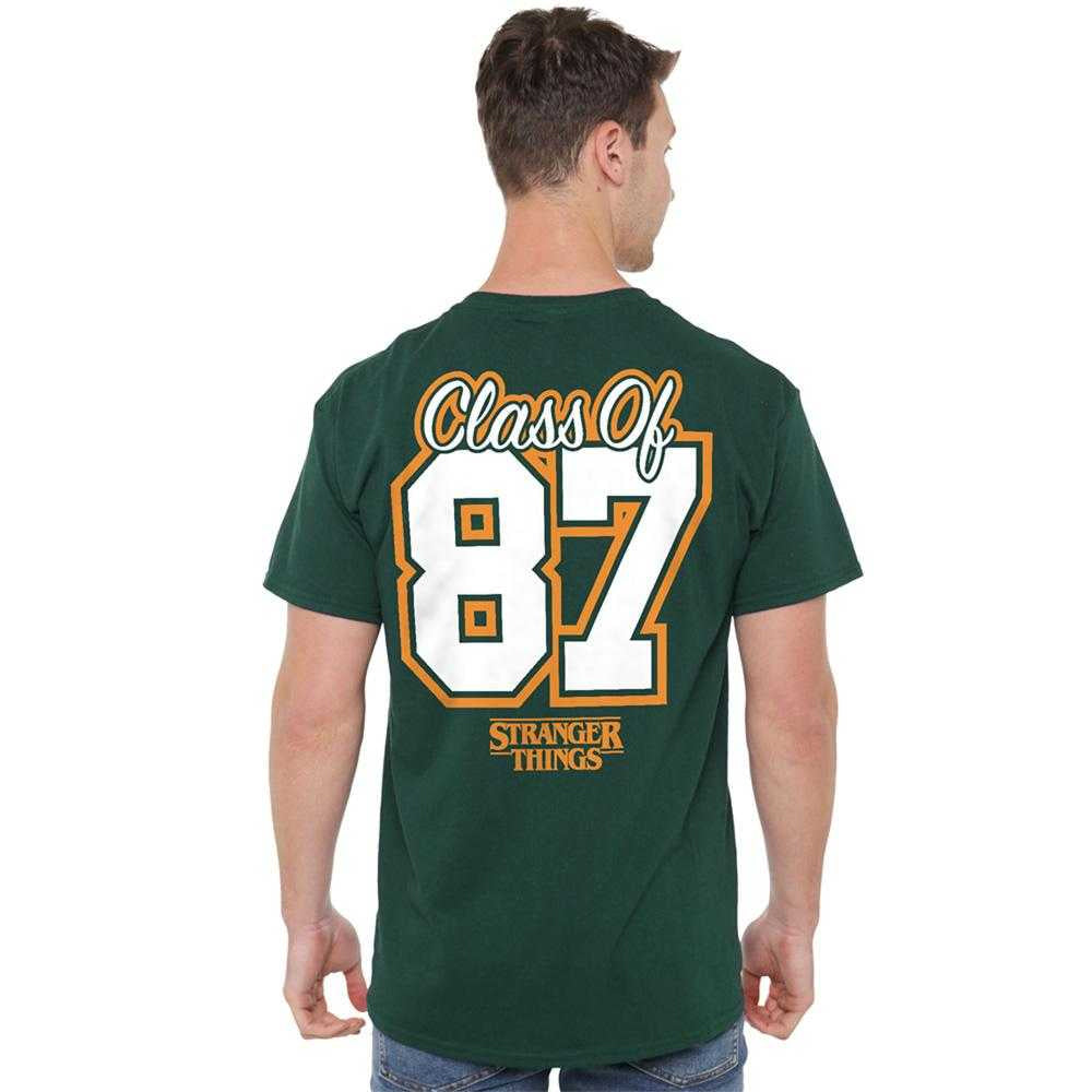 Hunter Green - Pack Shot - Stranger Things Unisex Adult Class Of 87 Hawkins Back Print T-Shirt