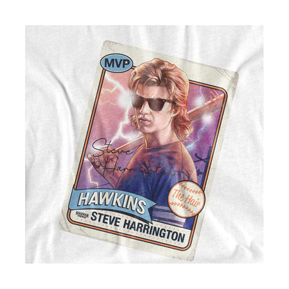 White - Side - Stranger Things Unisex Adult Steve Harrington Hair T-Shirt