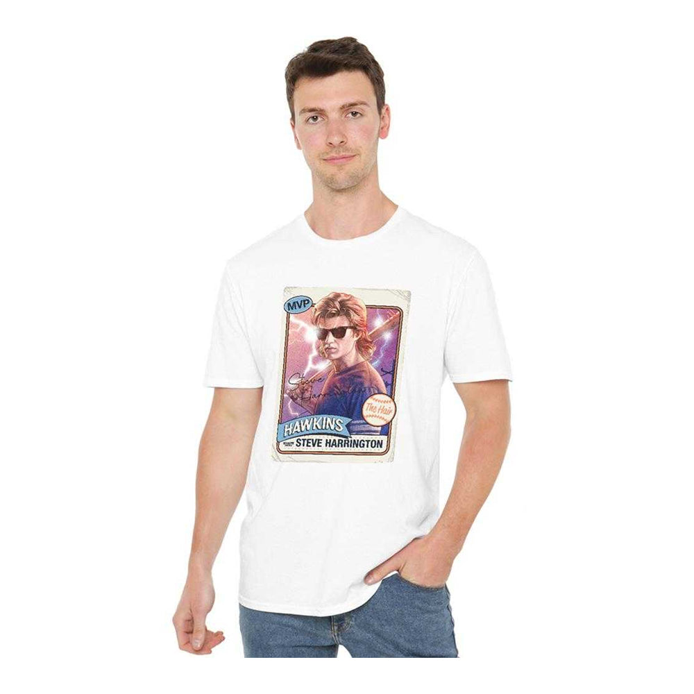 White - Lifestyle - Stranger Things Unisex Adult Steve Harrington Hair T-Shirt