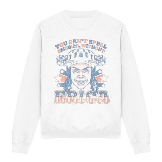 White - Front - Stranger Things Unisex Adult Erica America Sweatshirt