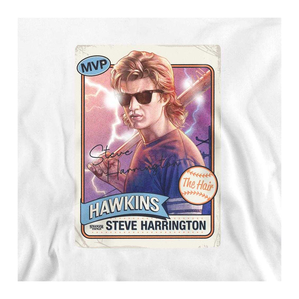 White - Side - Stranger Things Unisex Adult Steve Harrington Hair Sweatshirt