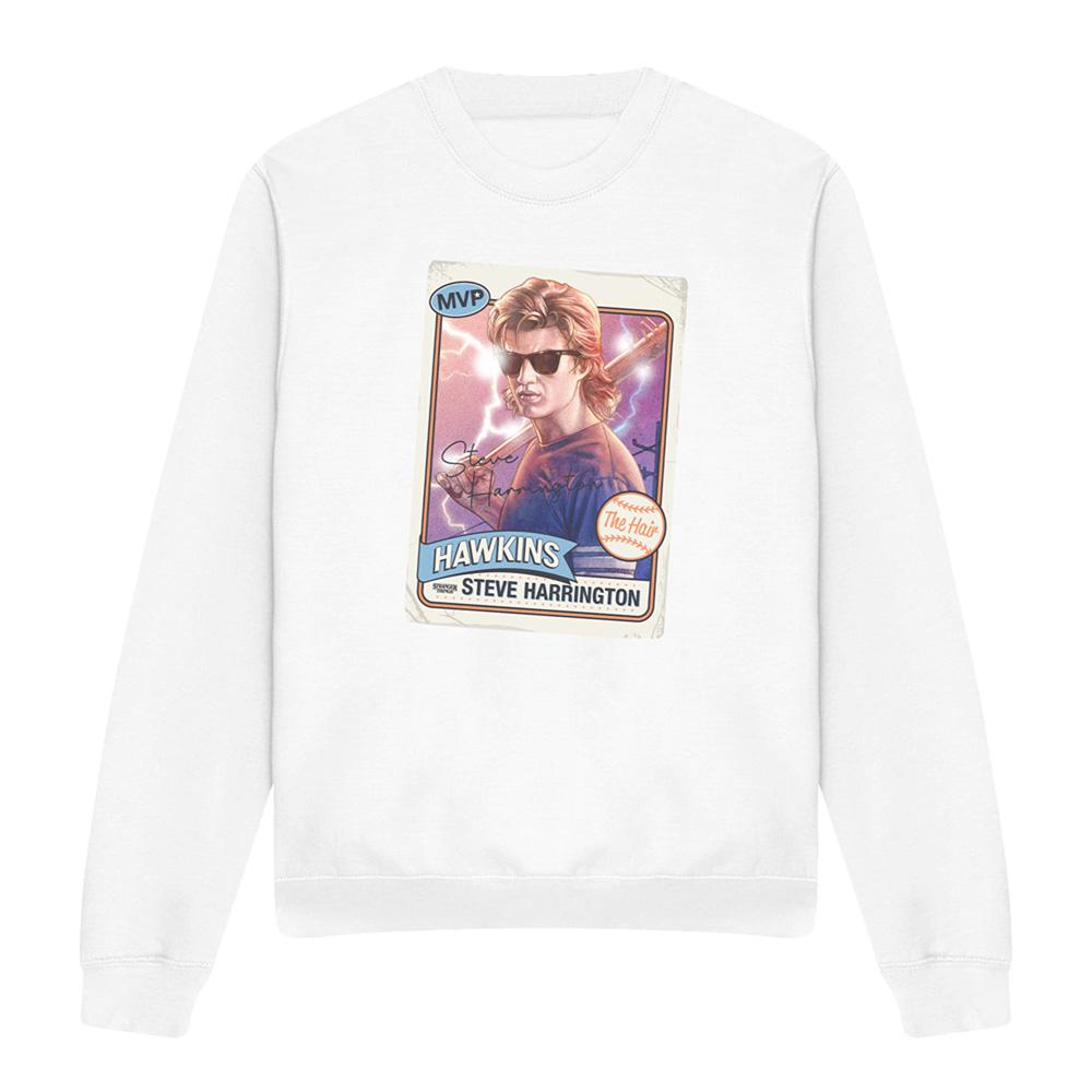 White - Front - Stranger Things Unisex Adult Steve Harrington Hair Sweatshirt