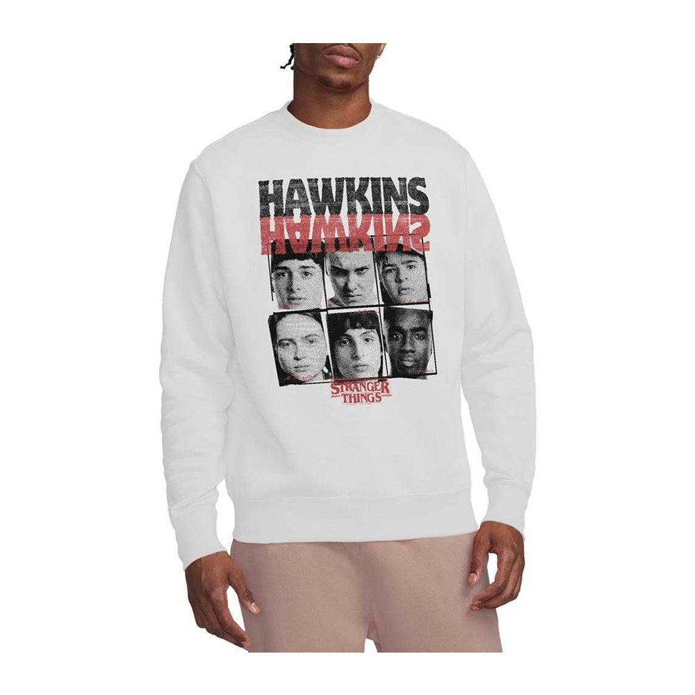 White - Side - Stranger Things Unisex Adult Upside Down Hawkins Sweatshirt