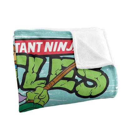 Green-Multicoloured - Back - Teenage Mutant Ninja Turtles Silky Group Supersoft Throw