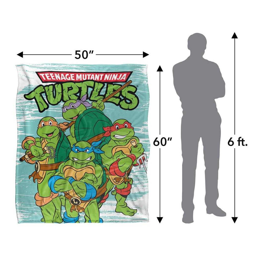 Green-Multicoloured - Side - Teenage Mutant Ninja Turtles Silky Group Supersoft Throw