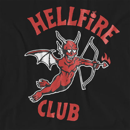 Black - Side - Stranger Things Womens-Ladies Hellfire Club Devil T-Shirt