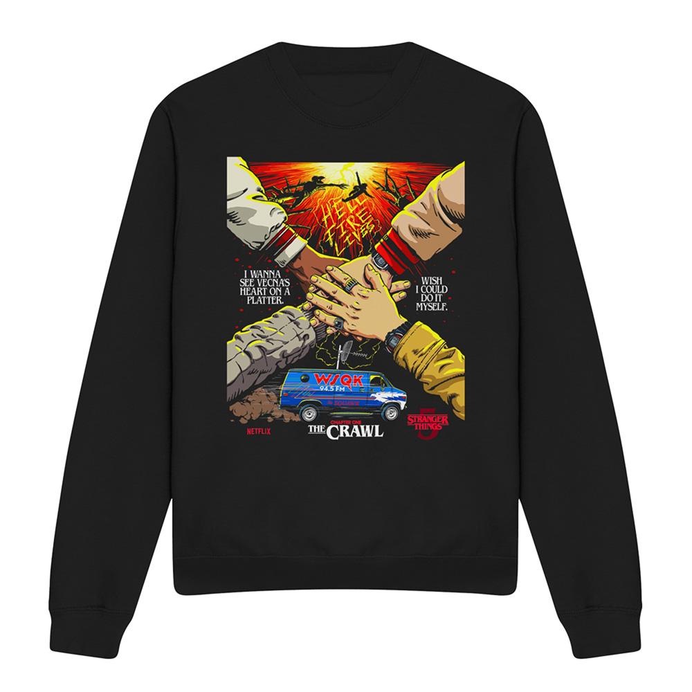 Black-Multicoloured - Front - Stranger Things 5 Unisex Adult Butcher Billy Chapter 1 Sweatshirt