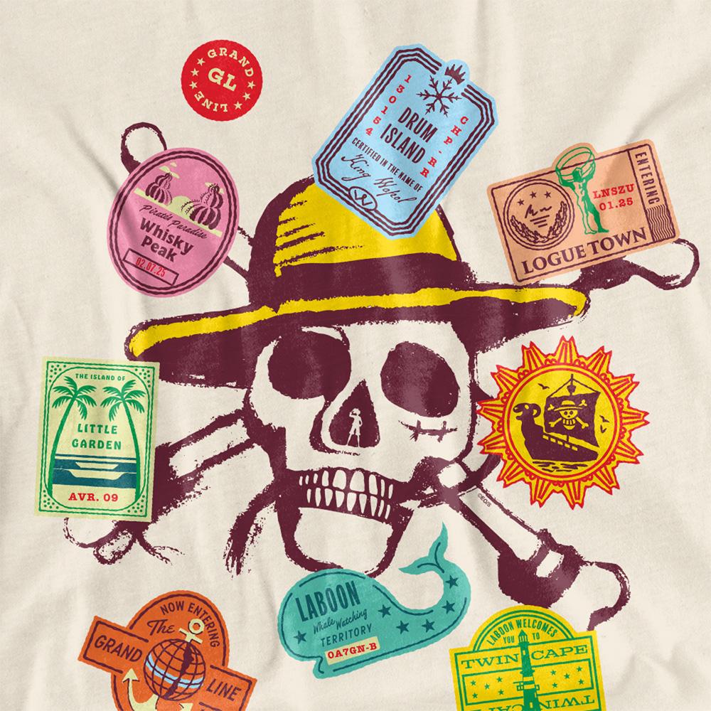 Natural - Side - One Piece Womens-Ladies Travel Stickers Skull T-Shirt