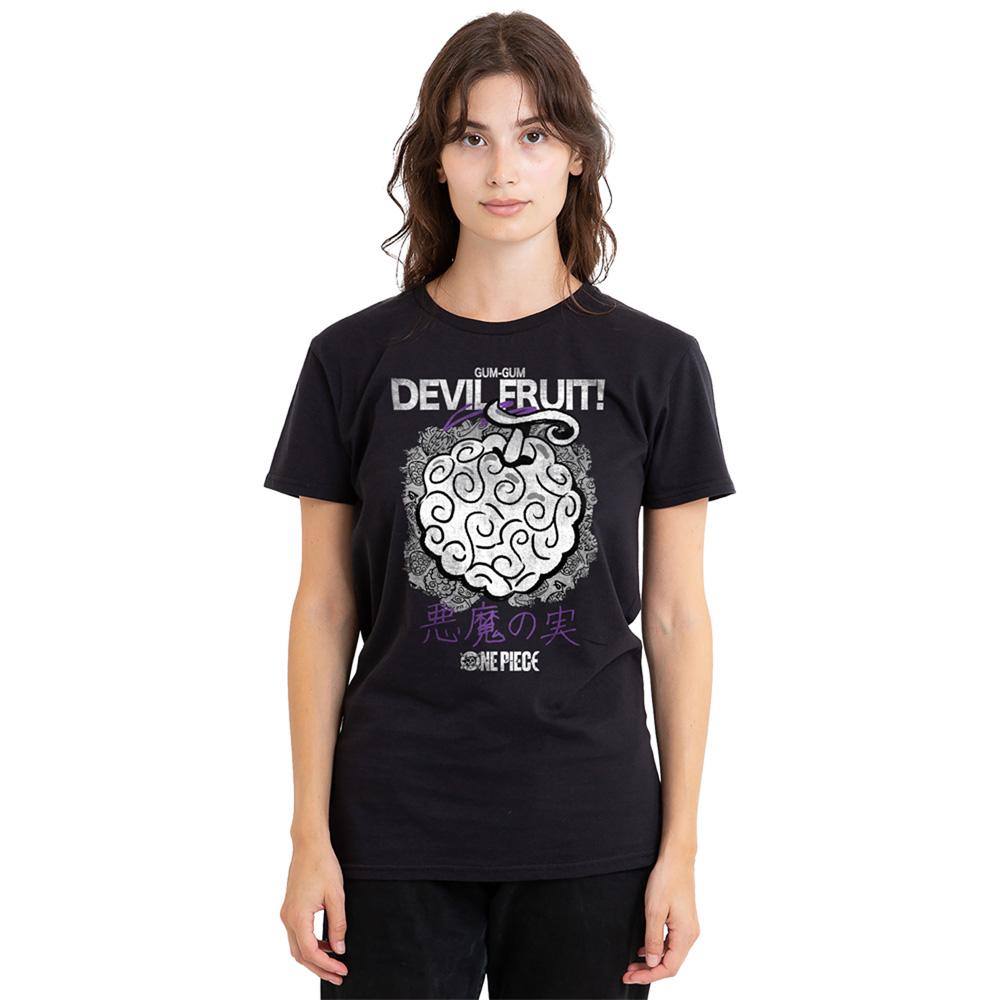 Black - Back - One Piece Womens-Ladies Gumgum Devil Fruit T-Shirt