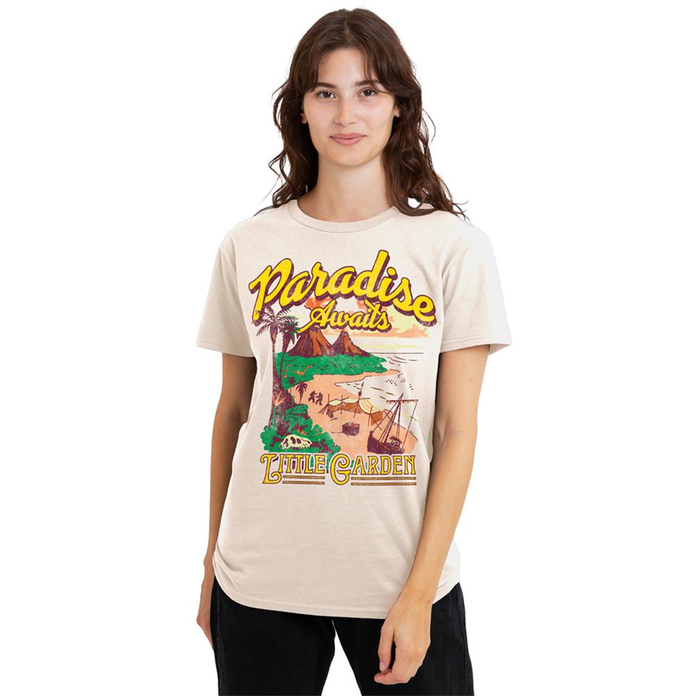 Natural - Back - One Piece Womens-Ladies Paradise Awaits Little Garden T-Shirt