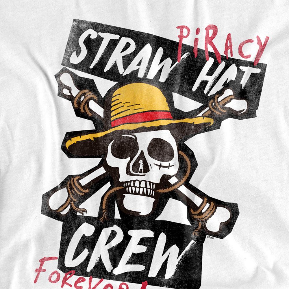 White - Side - One Piece Womens-Ladies Straw Hat Crew T-Shirt