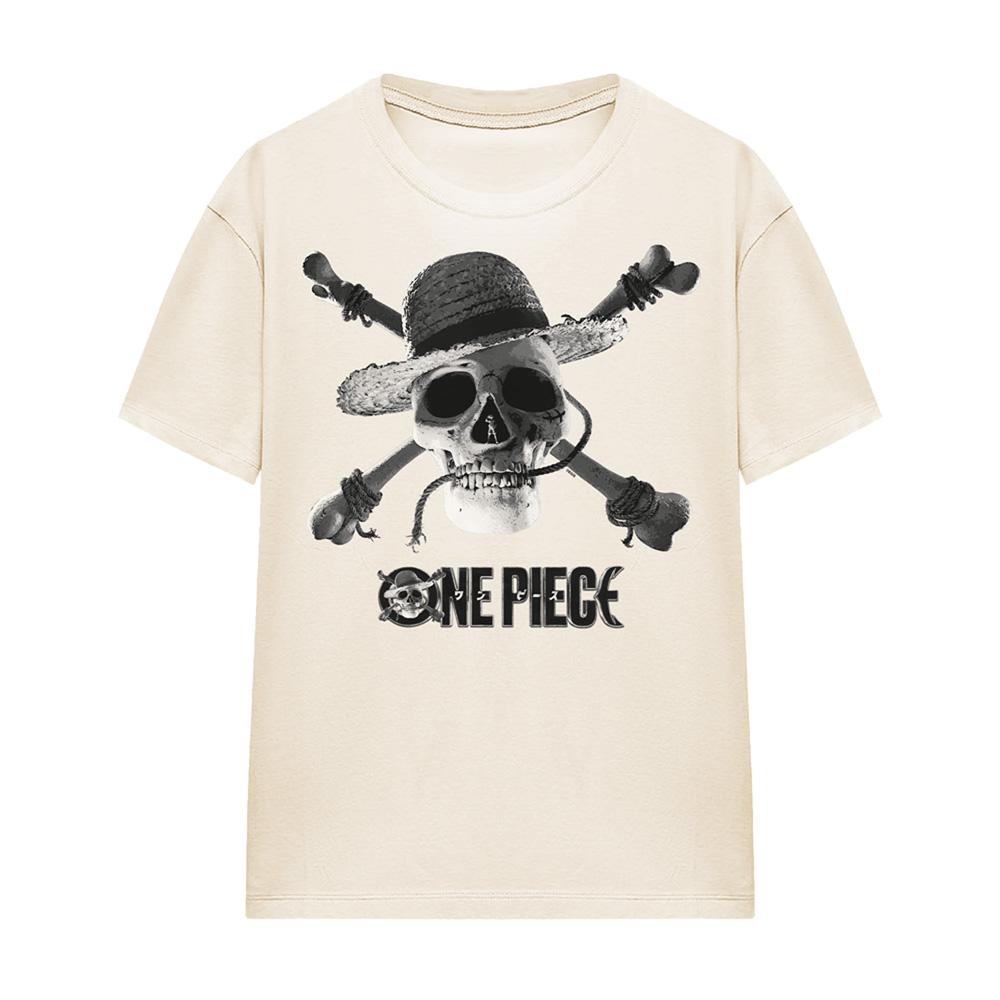Natural - Front - One Piece Womens-Ladies Skull Logo T-Shirt