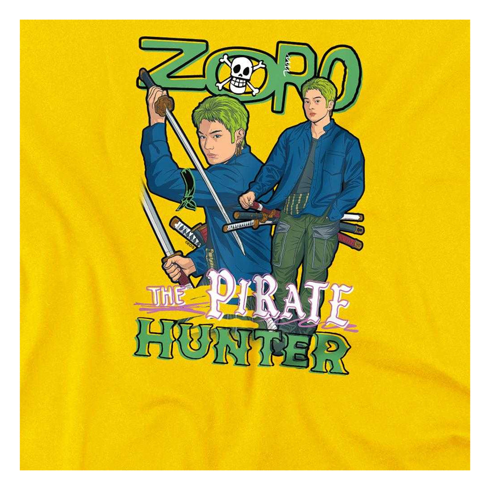 Yellow - Side - One Piece Childrens-Kids The Pirate Hunter Roronoa Zoro T-Shirt