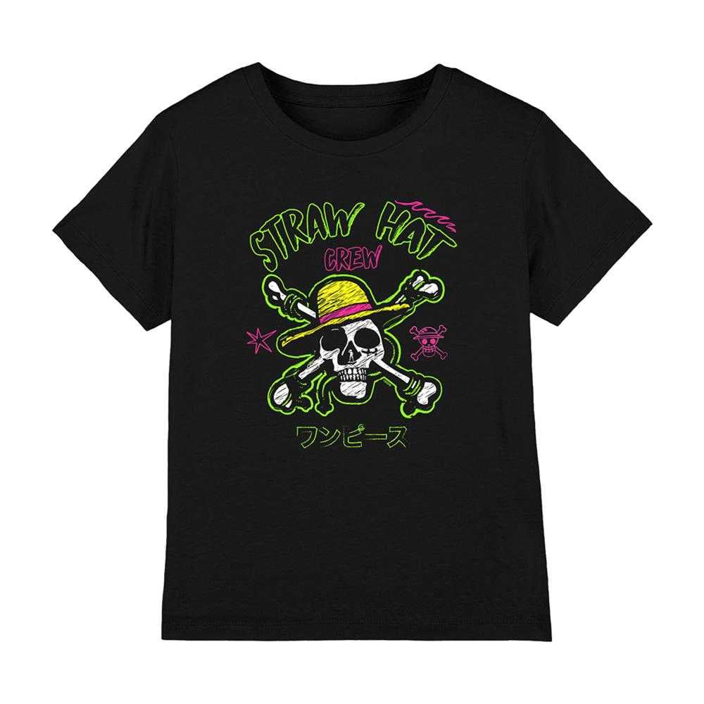 Black - Front - One Piece Childrens-Kids Skull And Crossbones T-Shirt