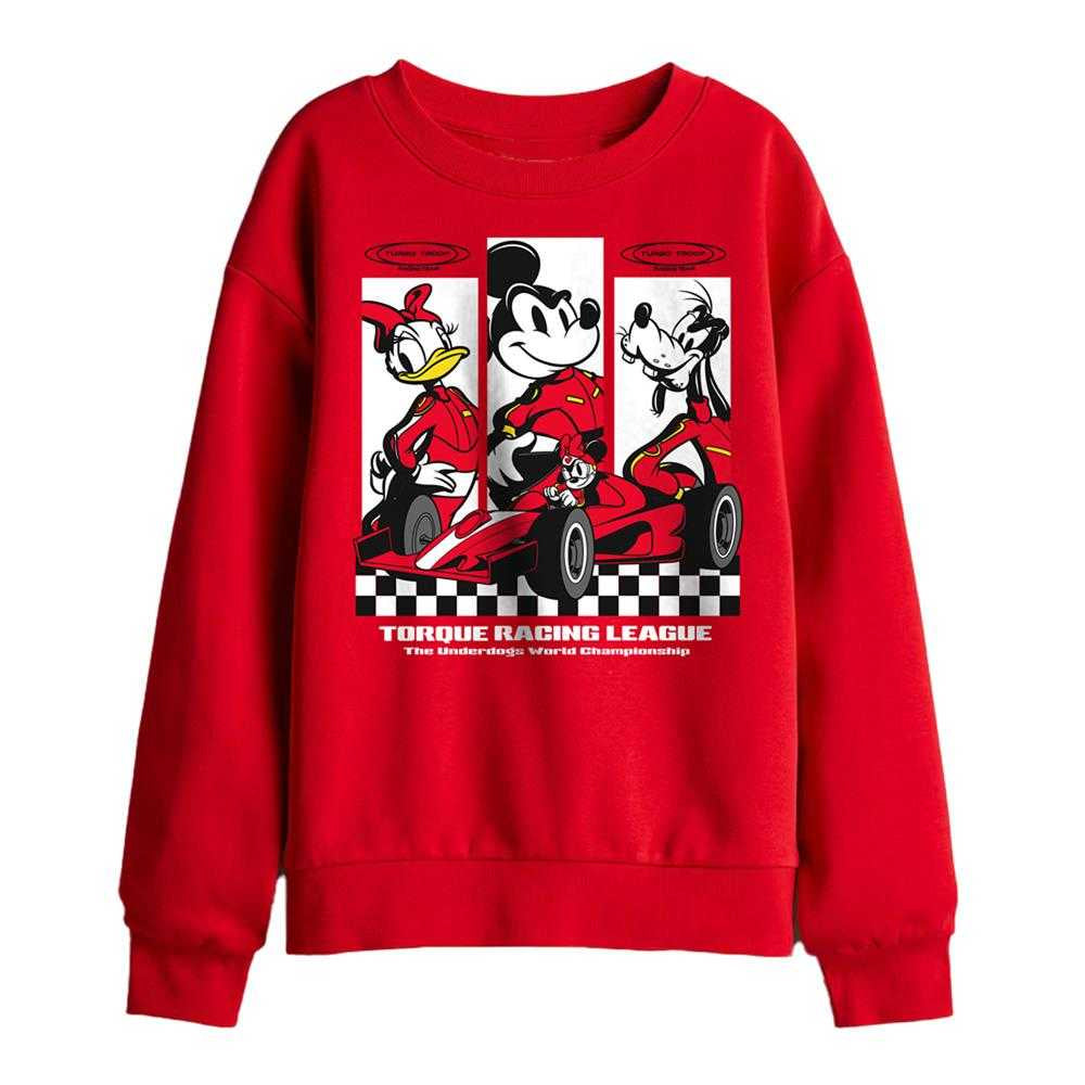 Red - Front - Disney Childrens-Kids Race League Mickey Mouse & Friends Sweatshirt