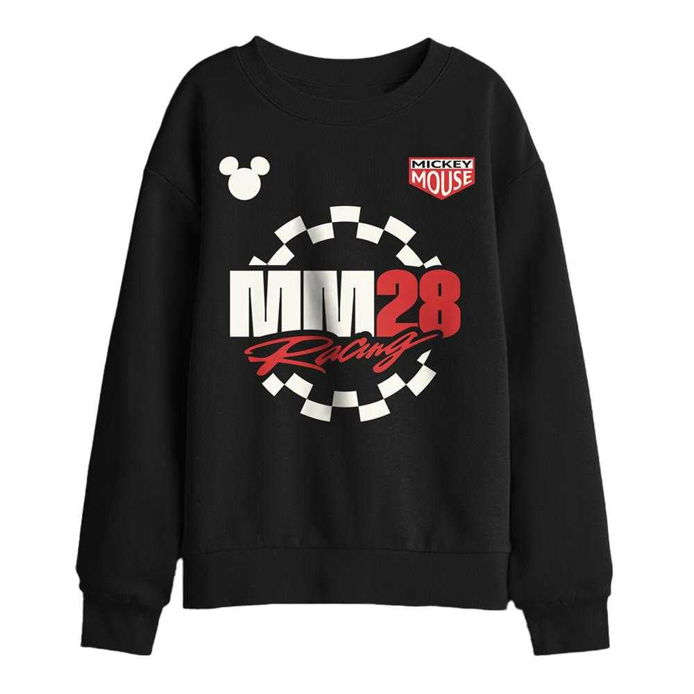 Black - Front - Disney Childrens-Kids Racing Mickey Mouse Checkered Badge Sweatshirt