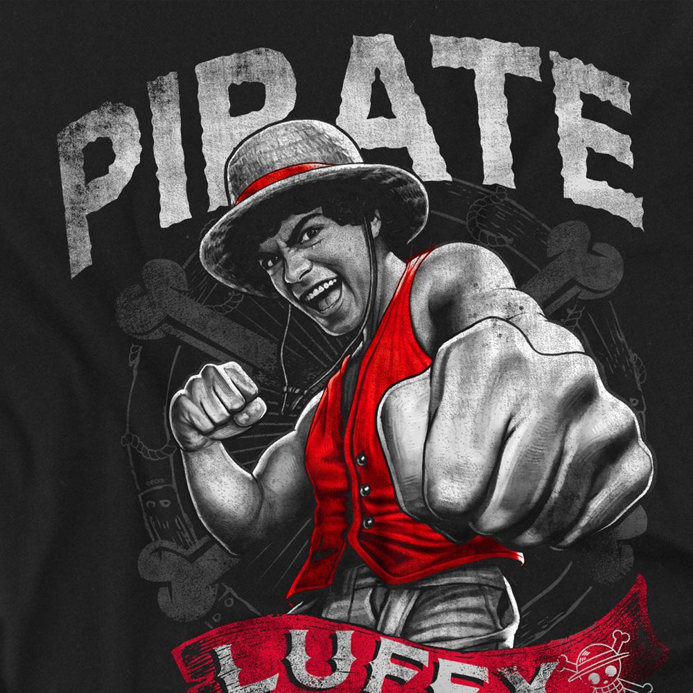 Black - Side - One Piece Unisex Adult Luffy Pirate T-Shirt