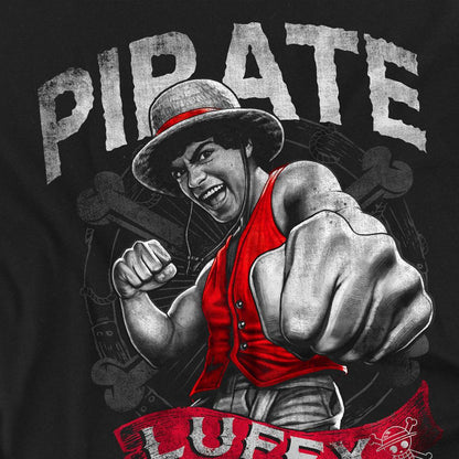 Black - Side - One Piece Unisex Adult Luffy Pirate T-Shirt