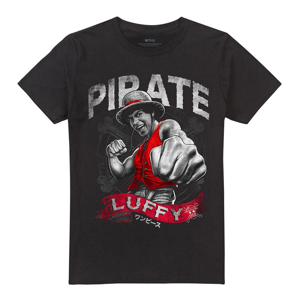 Black - Front - One Piece Unisex Adult Luffy Pirate T-Shirt