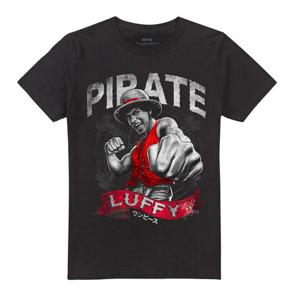 Black - Front - One Piece Unisex Adult Luffy Pirate T-Shirt