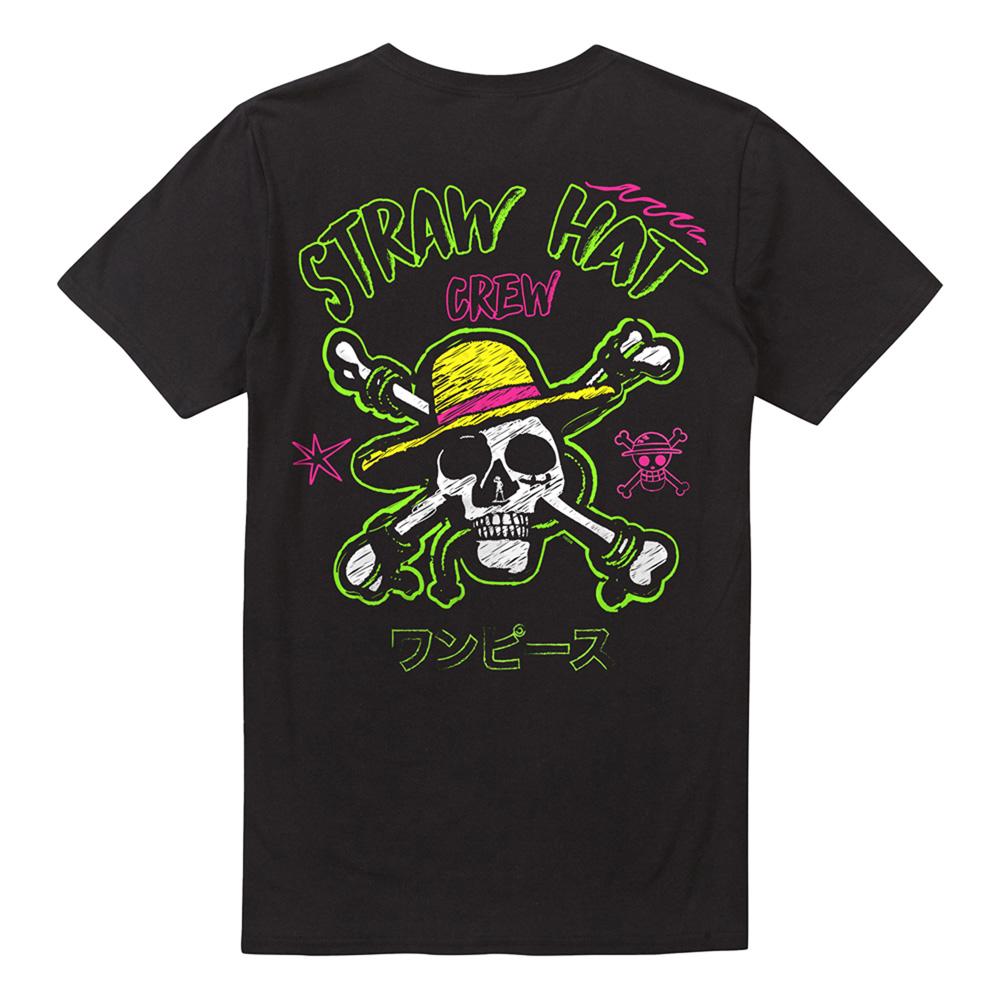 Black - Front - One Piece Unisex Adult Skull And Crossbones Back Print T-Shirt