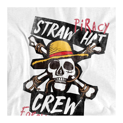 White - Side - One Piece Unisex Adult Straw Hat Crew T-Shirt