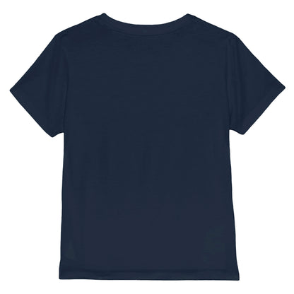 Navy - Back - One Piece Childrens-Kids Luffy Stickers T-Shirt