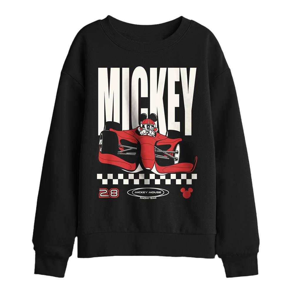 Black - Front - Disney Childrens-Kids Mickey Mouse Poster Racer Sweatshirt
