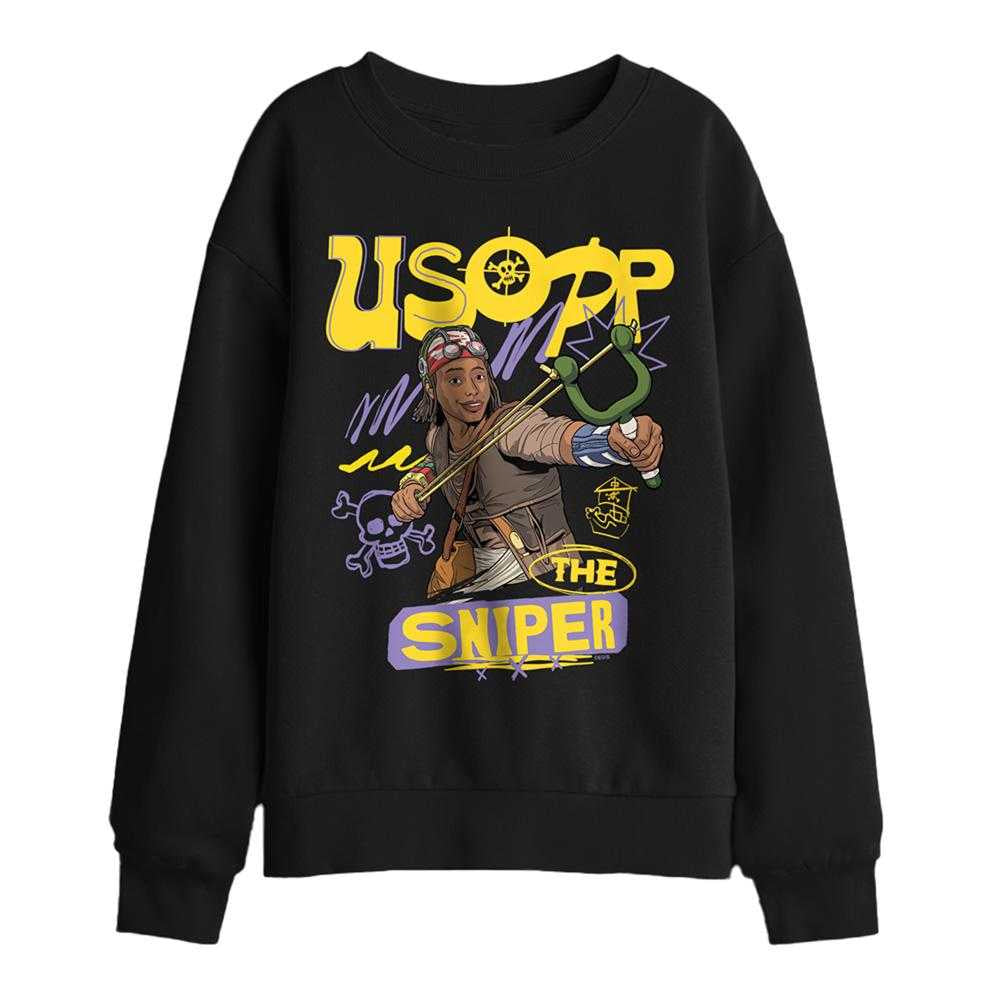 Black - Front - One Piece Childrens-Kids Usopp Sniper Sweatshirt
