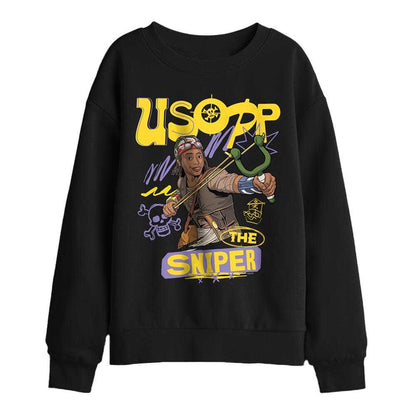 Black - Front - One Piece Childrens-Kids Usopp Sniper Sweatshirt