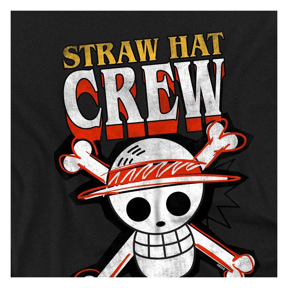 Black - Side - One Piece Childrens-Kids Straw Hat Crew Logo Sweatshirt