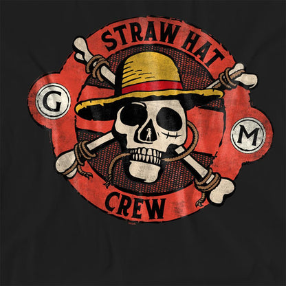 Black - Side - One Piece Womens-Ladies Straw Hat Crew Skull T-Shirt