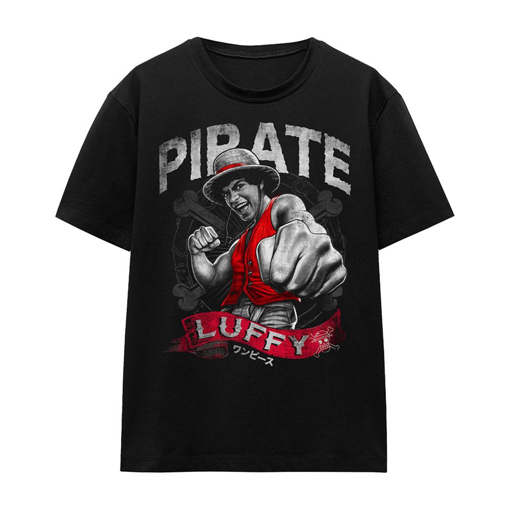 Black - Front - One Piece Womens-Ladies Luffy Pirate T-Shirt