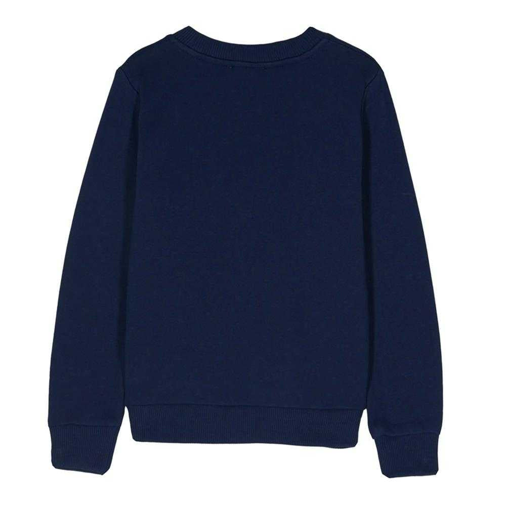 Navy - Back - One Piece Childrens-Kids Fluffy Stickers Sweatshirt