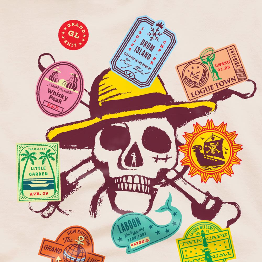 Natural - Side - One Piece Unisex Adult Travel Stickers Skull T-Shirt