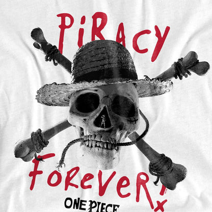 White - Lifestyle - One Piece Unisex Adult Skull Piracy Forever Back Print T-Shirt