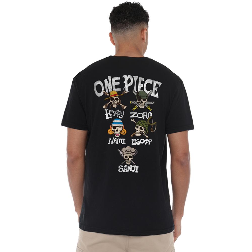 Black - Back - One Piece Unisex Adult Straw Hat Crew Skull And Crossbones Back Print T-Shirt
