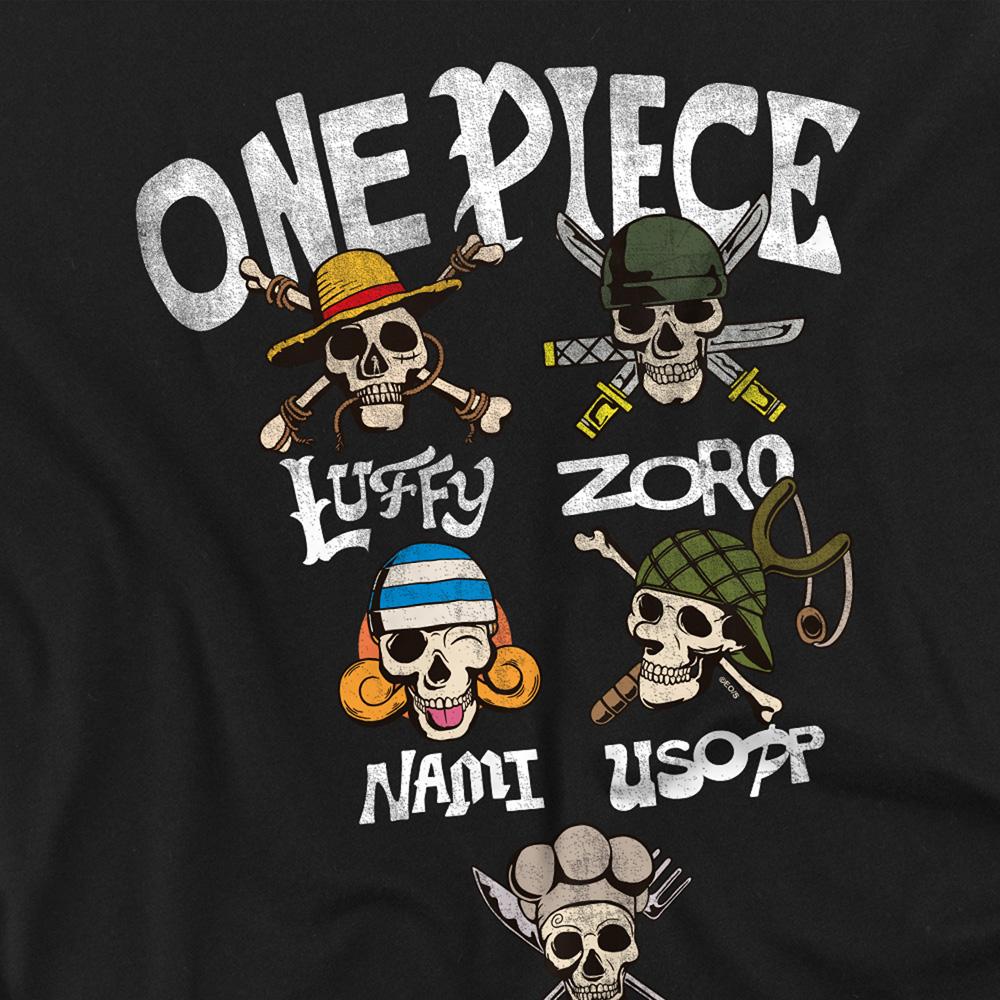 Black - Lifestyle - One Piece Unisex Adult Straw Hat Crew Skull And Crossbones Back Print T-Shirt