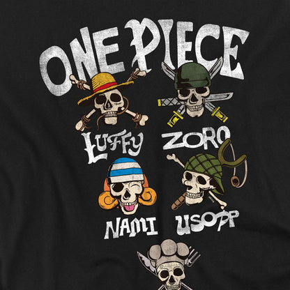 Black - Lifestyle - One Piece Unisex Adult Straw Hat Crew Skull And Crossbones Back Print T-Shirt