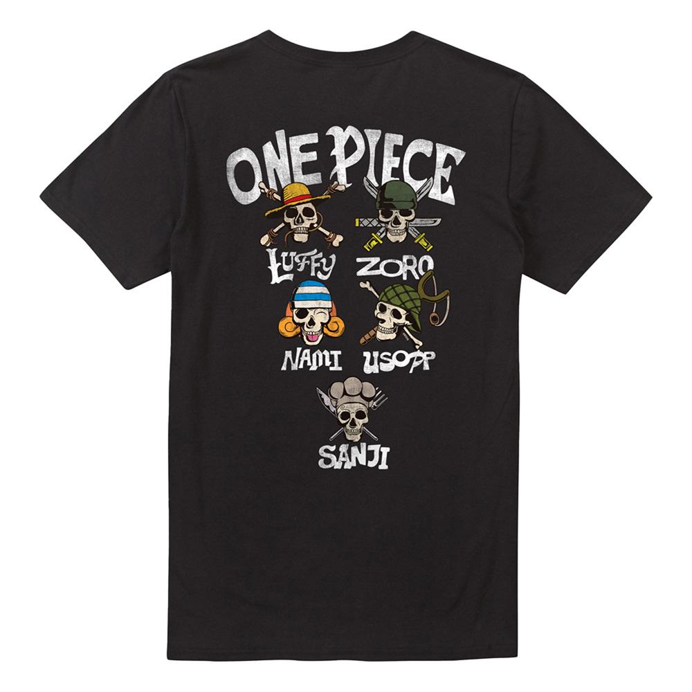 Black - Front - One Piece Unisex Adult Straw Hat Crew Skull And Crossbones Back Print T-Shirt