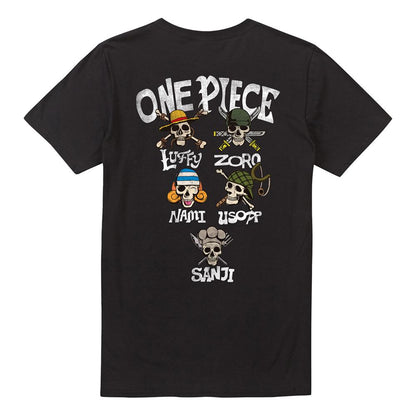 Black - Front - One Piece Unisex Adult Straw Hat Crew Skull And Crossbones Back Print T-Shirt