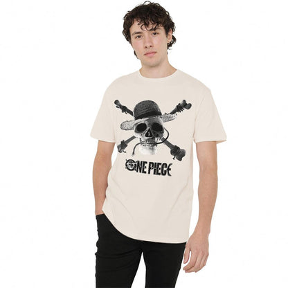 Natural - Back - One Piece Unisex Adult Skull Logo T-Shirt