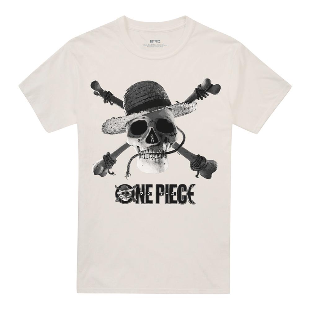 Natural - Front - One Piece Unisex Adult Skull Logo T-Shirt