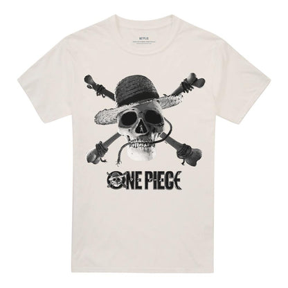 Natural - Front - One Piece Unisex Adult Skull Logo T-Shirt